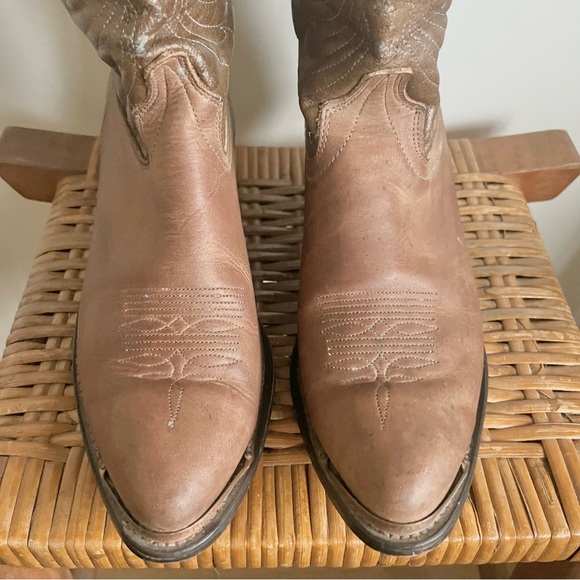 Laredo Women’s Brown Leather Pointed Toe Western Cowgirl Boots Metal Toe Trim 9M - Picture 7 of 15